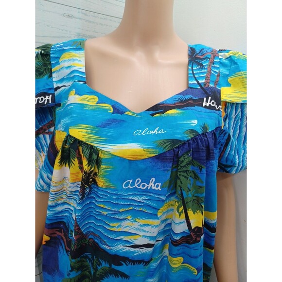 Vintage Muumuu Hawaiian Dress ALII FASHIONS Sz L Aloha Hawaii Vacation - Picture 2 of 11